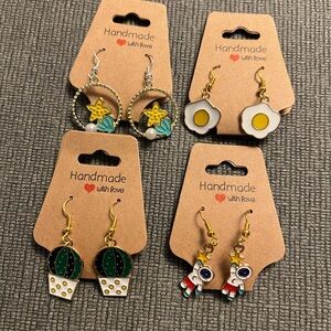 4 pairs of handmade earrings hypoallergenic metals small business made nwt